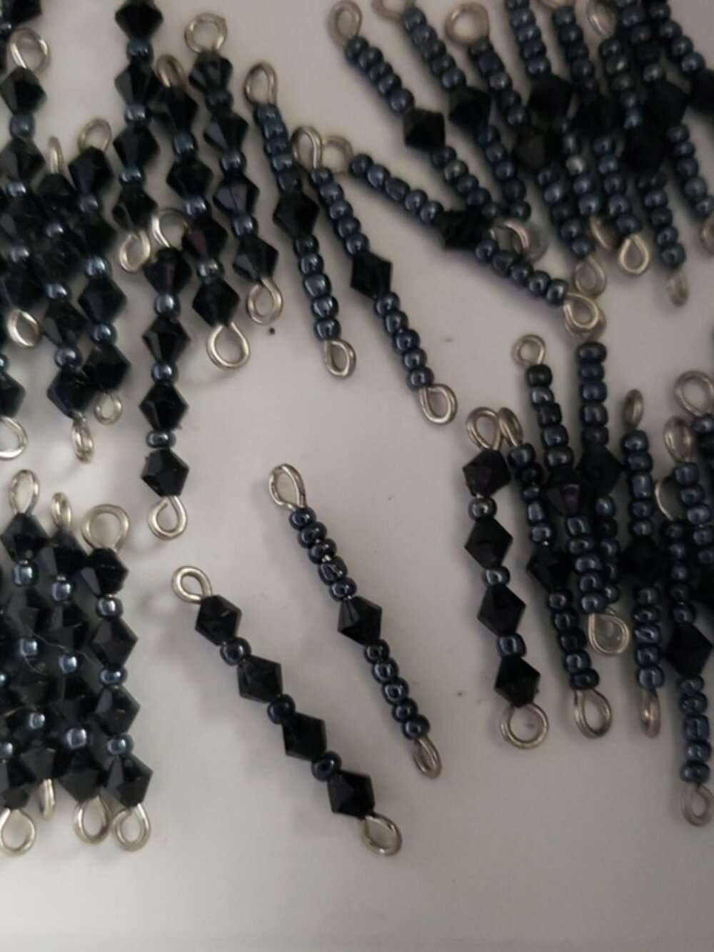 44 pcs Vintage Czech/Austrian glass bicone and seed bead connector links